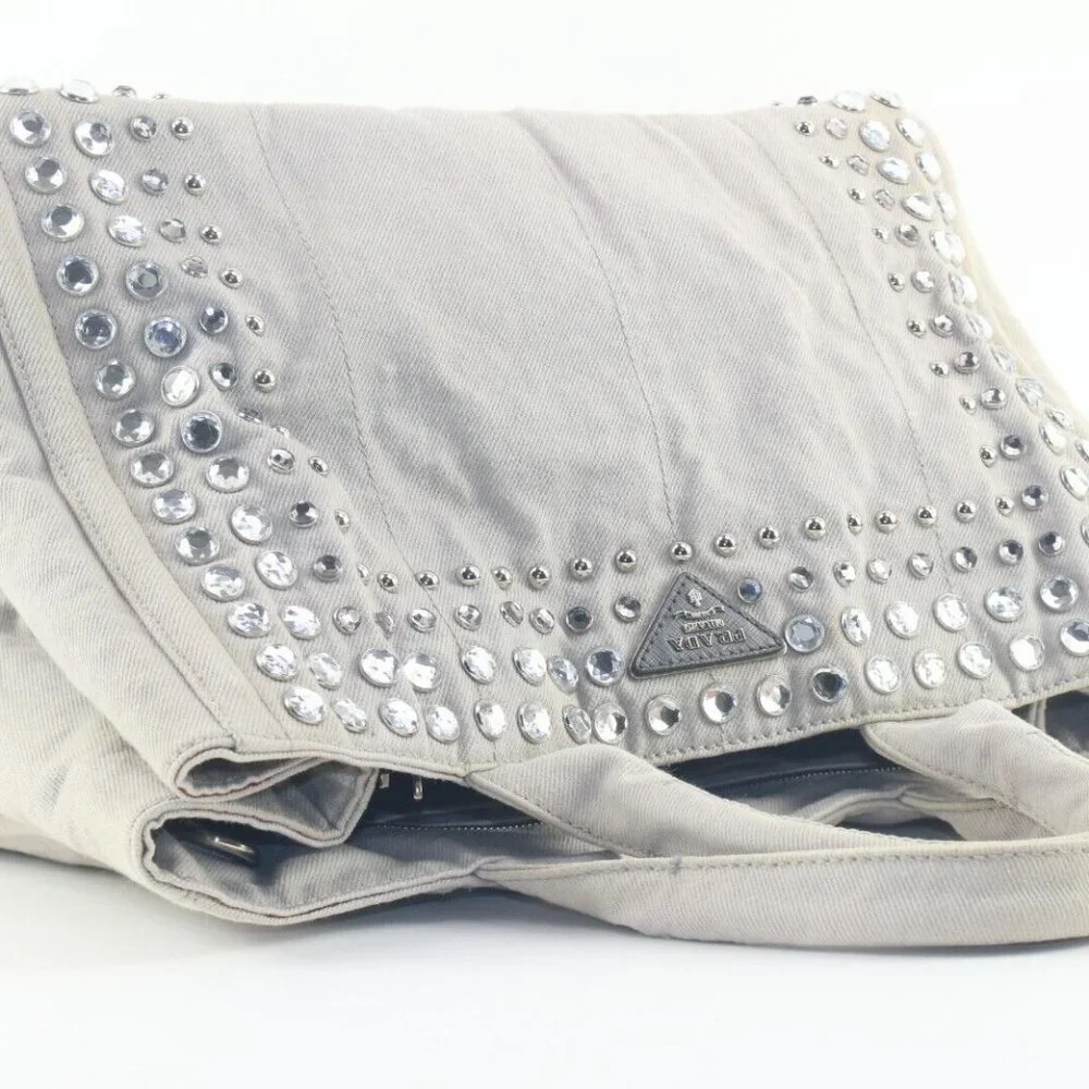 Prada Grey Jeweled Crystal 2way Tote 2PR1129K